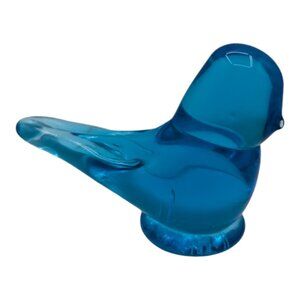 VINTAGE 1993 Ron Ray Signed Blue Bird Of Happiness Glass Figurine 3.75" x 2.75"